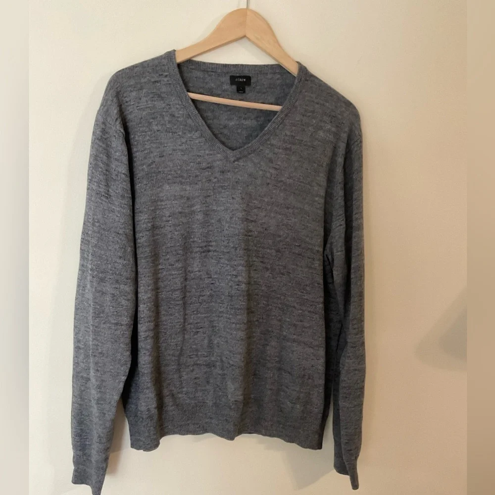 J Crew V-Neck Pullover Sweater, 100% Cotton, Size Large​​​​​​​​